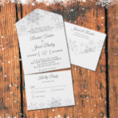 雪エレガント結晶クリスマス冬の結婚式 オールインワン招待状