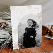 雪エレガント結晶クリスマス2フォトバラ金ゴールド 箔シーズンカード