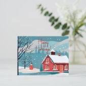 雪エレガント降りフェスティバルクリスマスハッピー シーズンポストカード (スタンド正面)