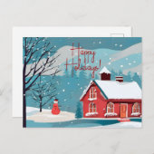 雪エレガント降りフェスティバルクリスマスハッピー シーズンポストカード (正面/裏面)