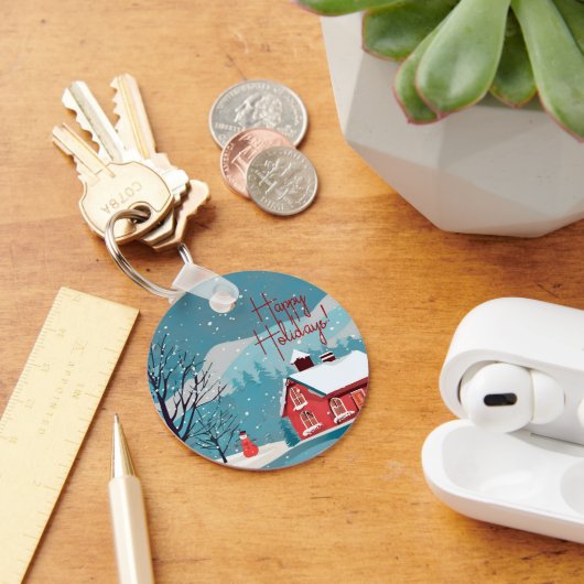 雪エレガント降りフェスティバルハッピーホリデイズサークル キーホルダー (デスク)