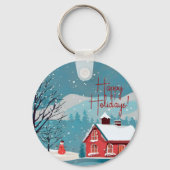 雪エレガント降りフェスティバルハッピーホリデイズサークル キーホルダー (裏面)