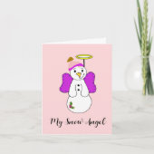 雪エンジェルパープルとピンクありがとう サンキューカード (正面)