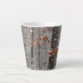 雪オークツリーズ冬の自然写真 カフェラテマグ (正面)