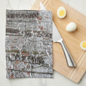 雪オークツリーズ冬の自然写真 キッチンタオル (四つ折り)