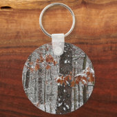 雪オークツリーズ冬の自然写真 キーホルダー (正面)