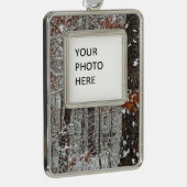 雪オークツリーズ冬の自然写真 シルバープレートフレームオーナメント (右)