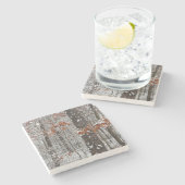 雪オークツリーズ冬の自然写真 ストーンコースター (横)