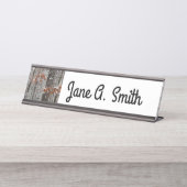 雪オークツリーズ冬の自然写真 デスクネームプレート (正面)