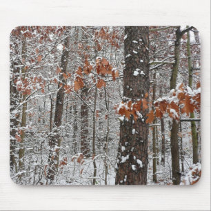 雪オークツリーズ冬の自然写真 マウスパッド