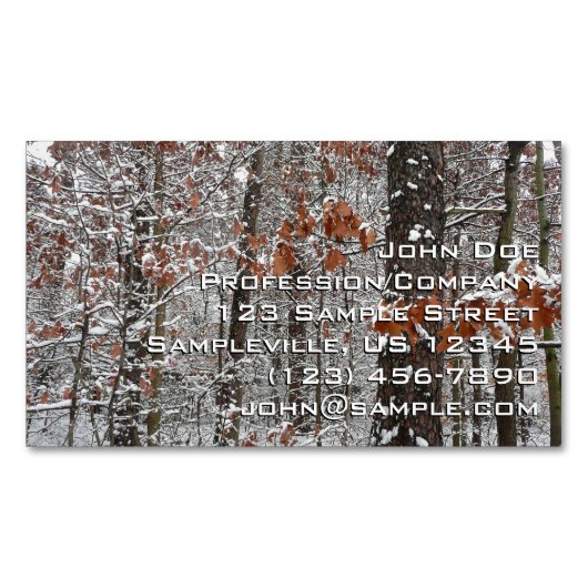 雪オークツリーズ冬の自然写真 マグネット名刺 (正面)