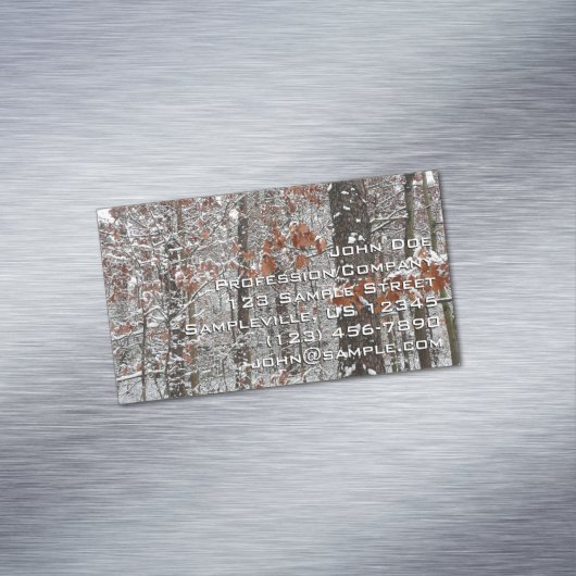 雪オークツリーズ冬の自然写真 マグネット名刺 (インサイチュ)