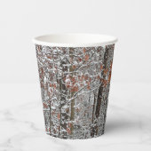 雪オークツリーズ冬の自然写真 紙コップ (正面)