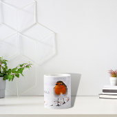 雪カスタムのロビンかわいい鳥の名前を追加 コーヒーマグカップ