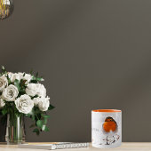 雪カスタムのロビンかわいい鳥の名前を追加 ツートーンマグカップ