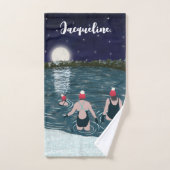 雪カスタムの多い冬の湖でワイルドスイミング ハンドタオル (ハンドタオル)