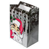 雪カスタムの柵の上のサンタクロース ミディアムペーパーバッグ (裏面アングル)