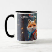 雪カスタムの森の中でクリスマスのマグカップかわいいキツネ マグカップ (左)