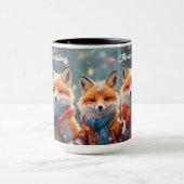 雪カスタムの森の中でクリスマスのマグカップかわいいキツネ マグカップ (中央)