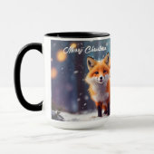 雪カスタムの森の中でクリスマスのマグカップかわいいキツネ マグカップ (左)