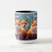 雪カスタムの森の中でクリスマスのマグカップかわいいキツネ マグカップ (中央)