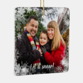 雪カスタムを許可する両側の家族の写真クリスマス セラミックオーナメント (右)