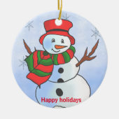 雪カスタム雪雪だるま セラミックオーナメント (正面)