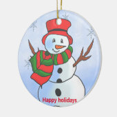 雪カスタム雪雪だるま セラミックオーナメント (左)
