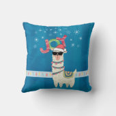 雪カッコいい片クリスマスとサンタハットのラマ クッション (裏面)