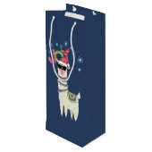 雪カッコいい片クリスマスとサンタハットのラマ ワインギフトバッグ (裏面アングル)