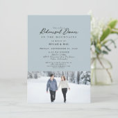 雪カップル写真リハーサルほこりっぽい青 招待状 (スタンド正面)