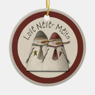 雪カップル セラミックオーナメント