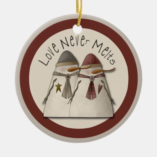 雪カップル セラミックオーナメント (正面)