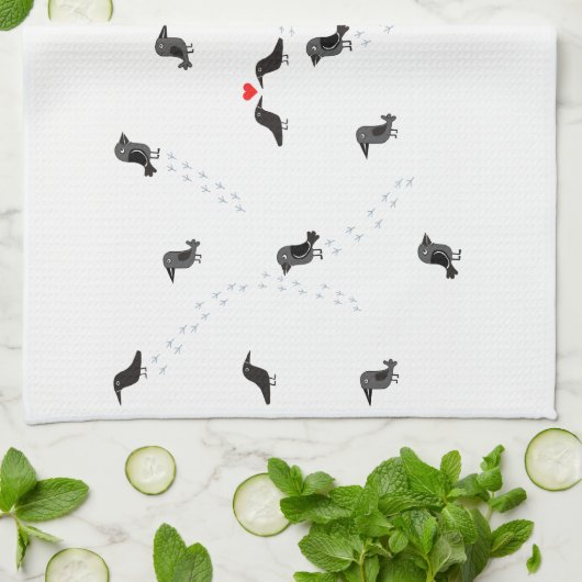 雪カラス キッチンタオル (折り畳み)