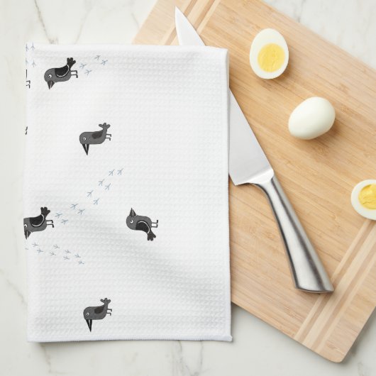 雪カラス キッチンタオル (四つ折り)