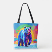 雪カラフル熊アート トートバッグ (裏面)