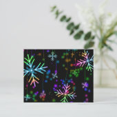 雪カラフル片のクリスマスパターンはがき シーズンポストカード (スタンド正面)