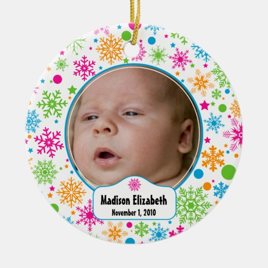 雪カラフル片オーナメント セラミックオーナメント (正面)