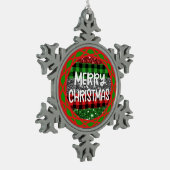 雪カラフル片オーナメント – 写真パーソナライズされた! スノーフレークピューターオーナメント (左)