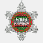 雪カラフル片オーナメント – 写真パーソナライズされた! スノーフレークピューターオーナメント (正面)