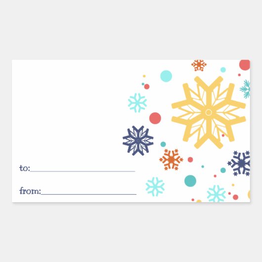 雪カラフル片クリスマスステッカー 長方形シール (正面)