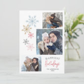 雪カラフル片3枚の写真で最も幸せな休日 シーズンカード (スタンド正面)