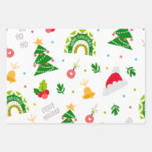 雪カラフル球雪だるまクリスマスパターン ラッピングペーパーシート (正面2)