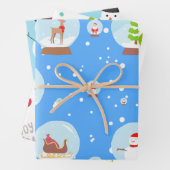 雪カラフル球雪だるまクリスマスパターン ラッピングペーパーシート (インサイチュ)