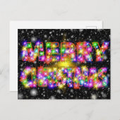 雪カラフル背景の聖降誕祭 シーズンポストカード (正面/裏面)