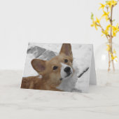 雪カードのペンブロークのウェルシュコーギー カード (黄色い花)