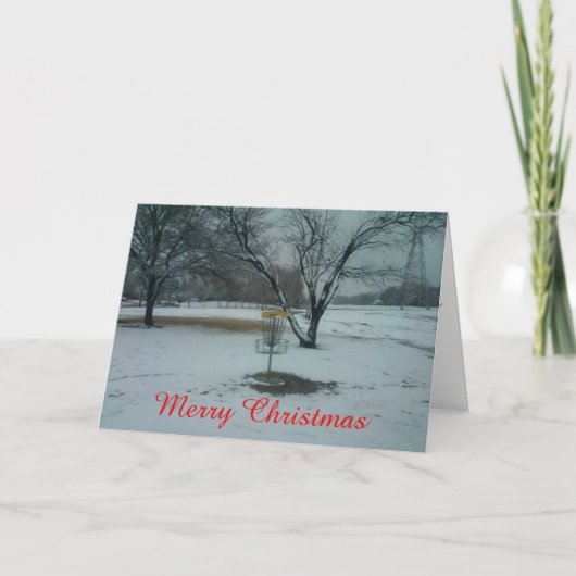 雪カードのメリークリスマスディスクゴルフゴール シーズンカード (正面)