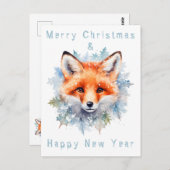 雪キツネとクリスマス ポストカード (正面/裏面)