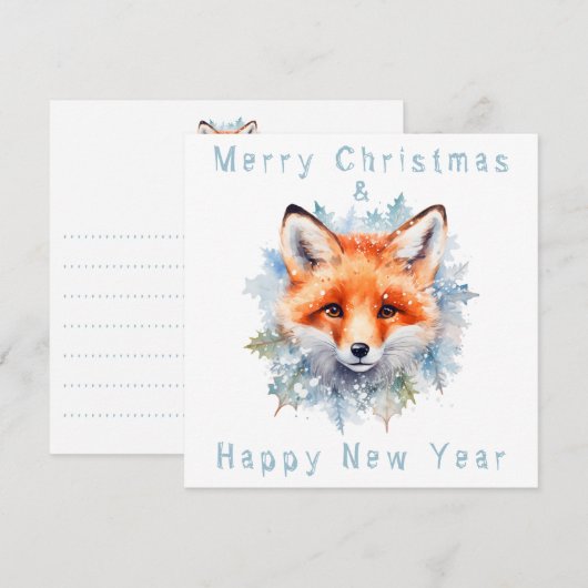 雪キツネとクリスマス 招待状 (正面/裏面)