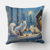 雪キツネホリデーデザインバイリッチアメンギル クッション (裏面)